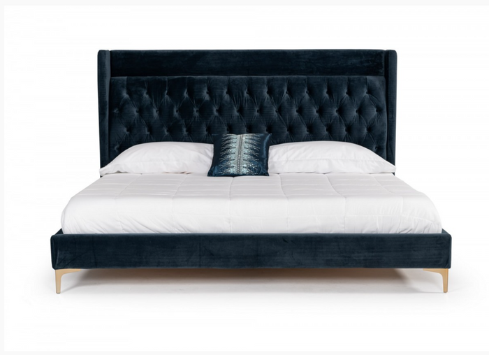 Keir Modern Blue Fabric Bed