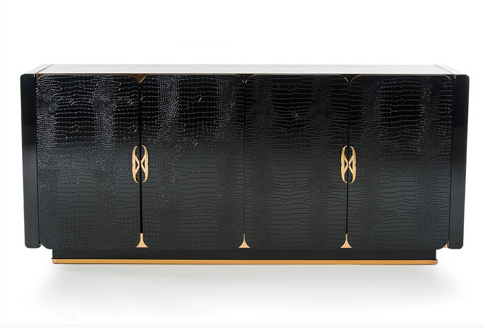 Delia Black Crocodile & Rosegold Modern Buffet