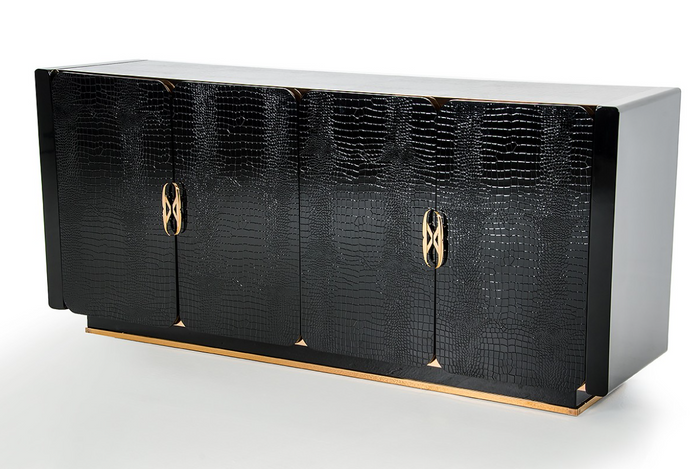 Delia Black Crocodile & Rosegold Modern Buffet