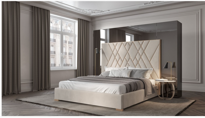 Massimo Glam Beige Velvet Bed