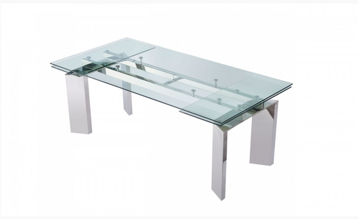 Petra Modern Glass & Stainless Steel Dining Table