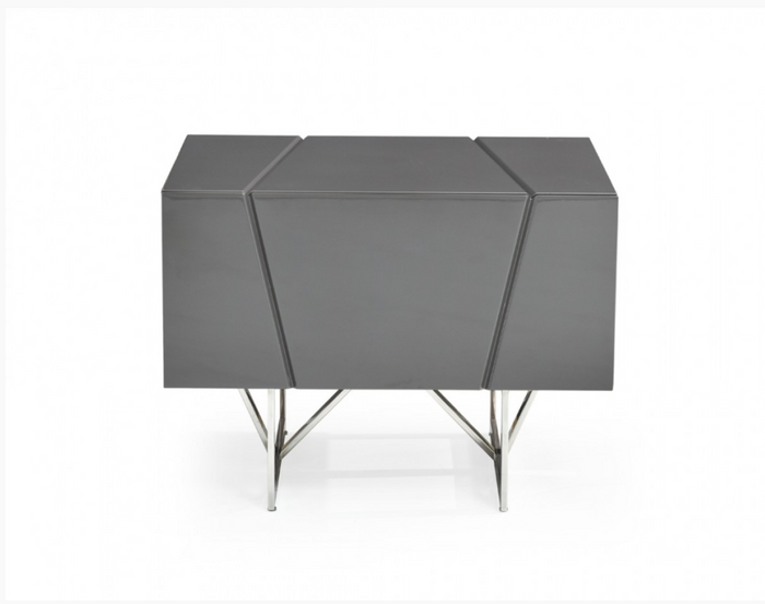 Darian Grey High Gloss Modern Nightstand