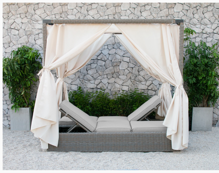 Meridian Outdoor Beige Canopy Sunbed