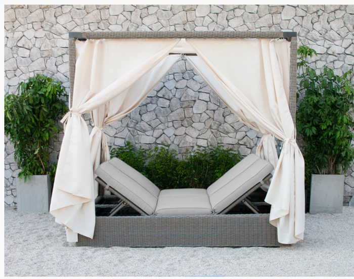 Meridian Outdoor Beige Canopy Sunbed