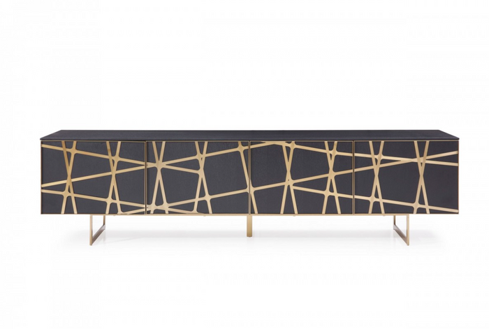 Cipriana Modern Black Oak & Champagne TV Stand