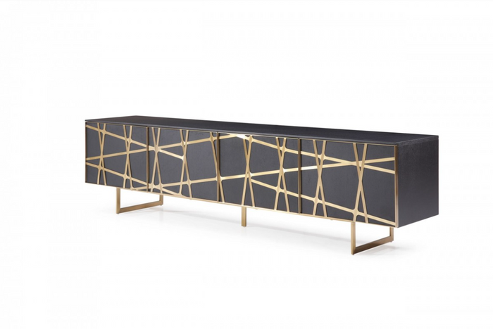 Cipriana Modern Black Oak & Champagne TV Stand