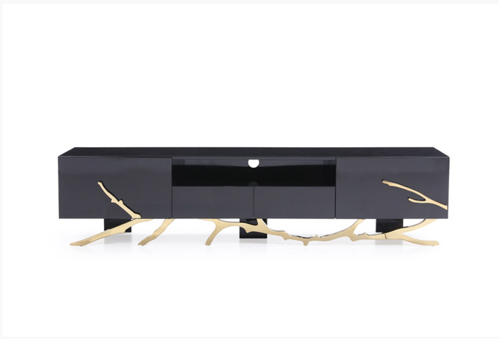 Erra Modern Black & Champagne Gold TV Stand