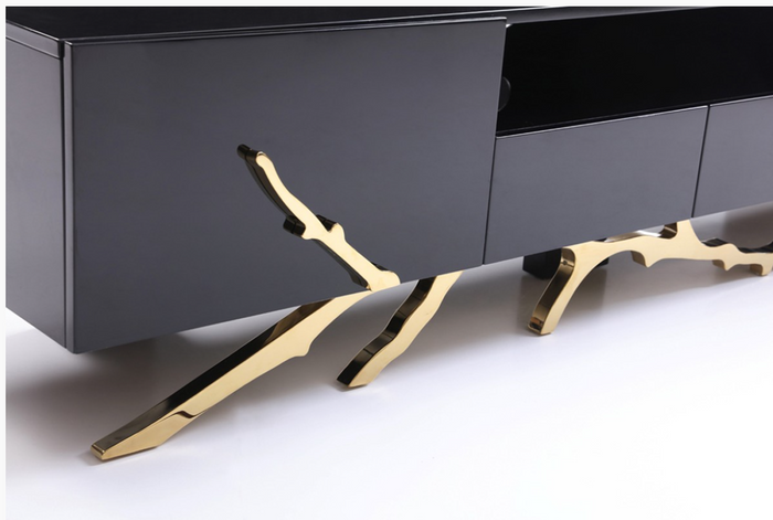 Erra Modern Black & Champagne Gold TV Stand