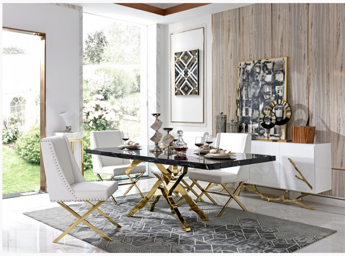 Erra Modern White Gloss with Champagne Gold Buffet