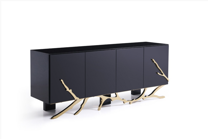 Erra Modern Black Gloss with Champagne Gold Buffet