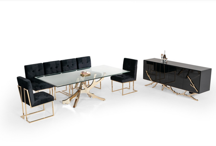 Erra Modern Black Gloss with Champagne Gold Buffet