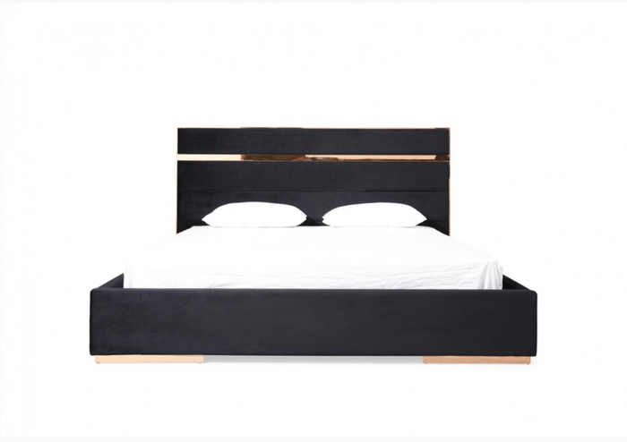 Elidi Modern Black & Rosegold Bedroom Set