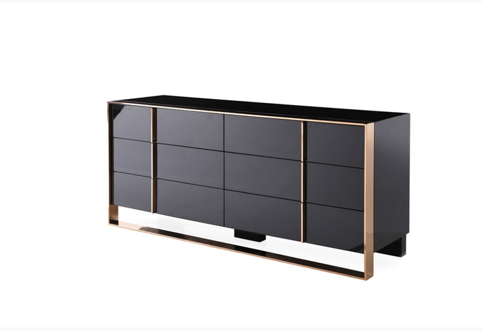 Elidi Modern Black & Rosegold Dresser