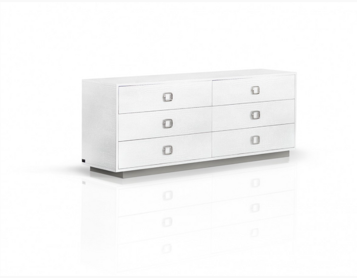 Epiphany Modern White Crocodile w/ Stainless Steel Dresser