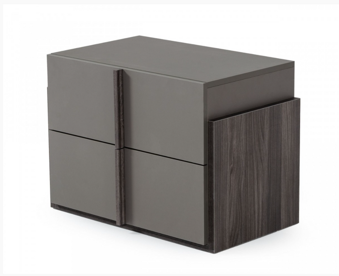 Fedora Modern Elm & Matte Grey Nightstand
