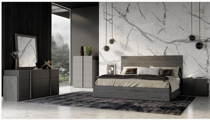 Fedora Modern Elm & Matte Grey Nightstand