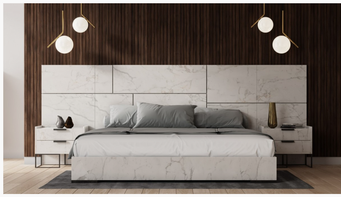 Antonina Modern Faux White Marble Bedroom Set
