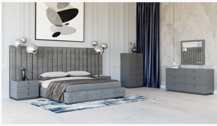 Arthur Modern Grey Fabric Bedroom Set