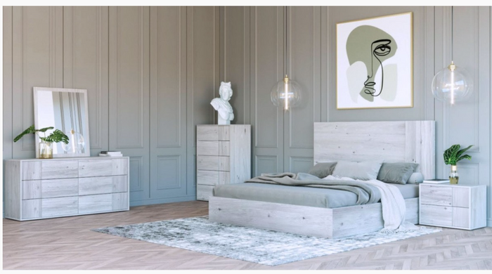 Asa Modern Matte White Washed Oak Nightstand