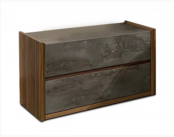 Azariah Modern Walnut & Stucco Nightstand