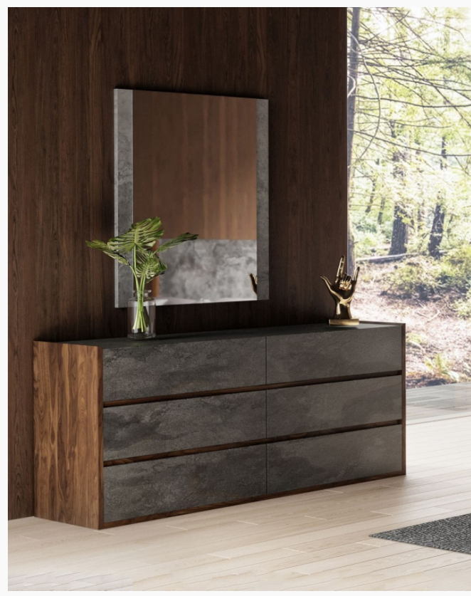 Azariah Modern Walnut & Stucco Dresser
