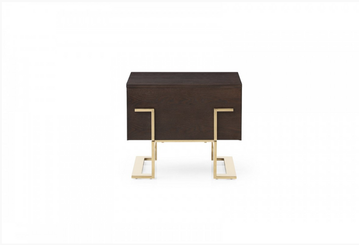 Eira Modern Smoked Ash & Gold Nightstand