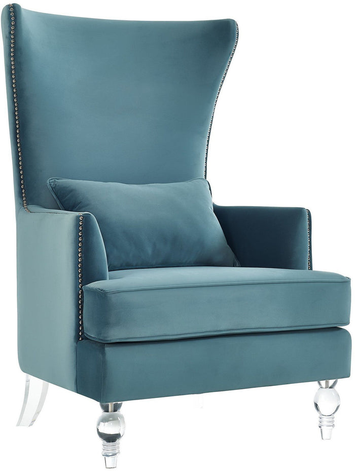 Faccinetti Sea Blue Velvet Tall Chair - Luxury Living Collection