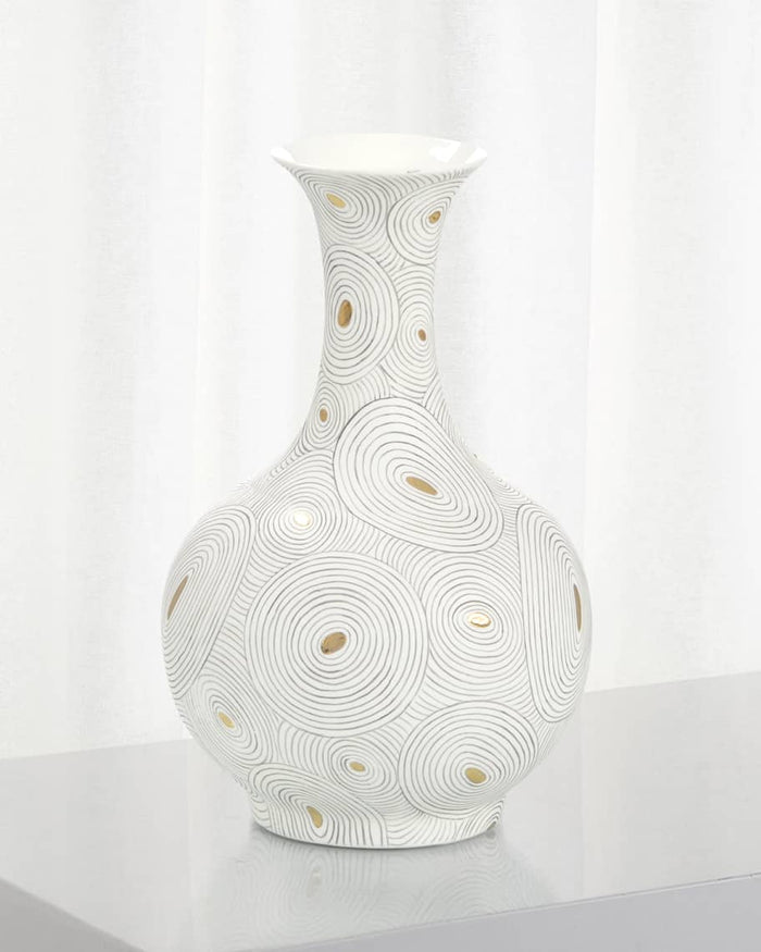 Alaina White Porcelain Vase with Gold - Luxury Living Collection