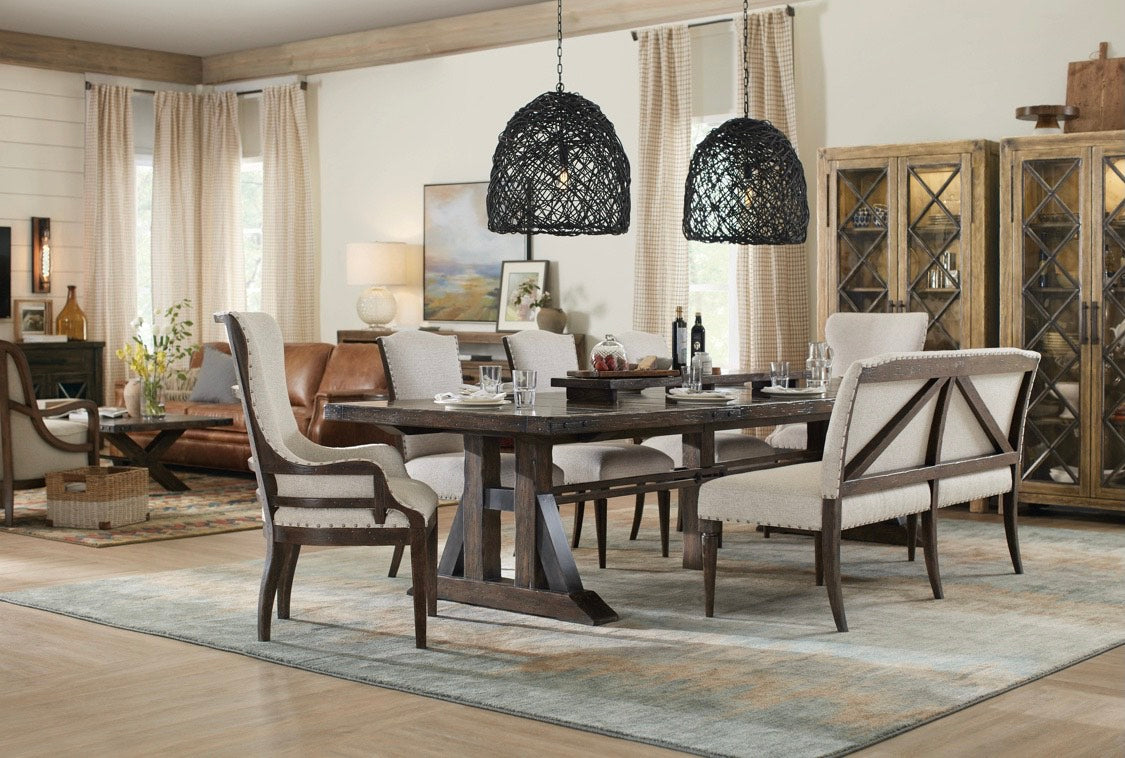 Whitney Trestle Dining Table With Two 21" Leaves