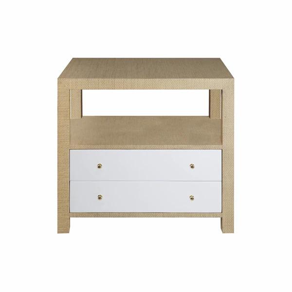 Winnie White & Natural Grasscloth Nightstand