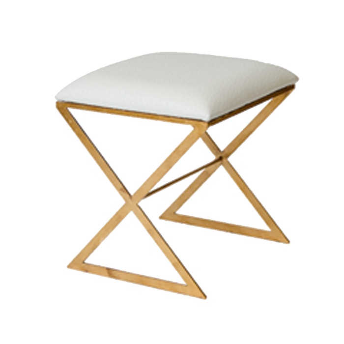 Emani Cream Ostrich & Gold Ottoman