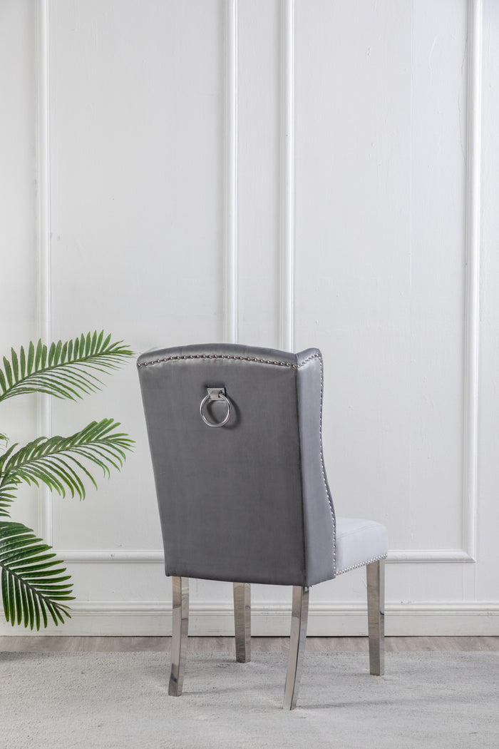 Marianna Grey Fabric with Chrome Legs & Back Handle Dining Chairs (Set of 2)