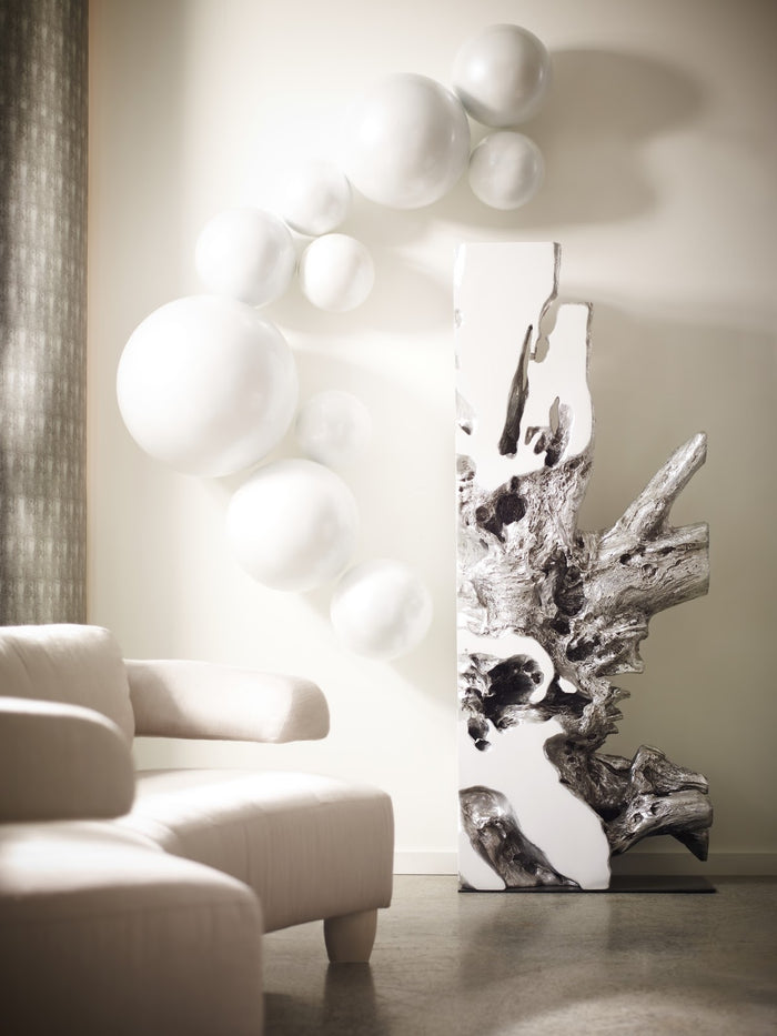 Wyn White & Silver Leaf Floor Sculpture