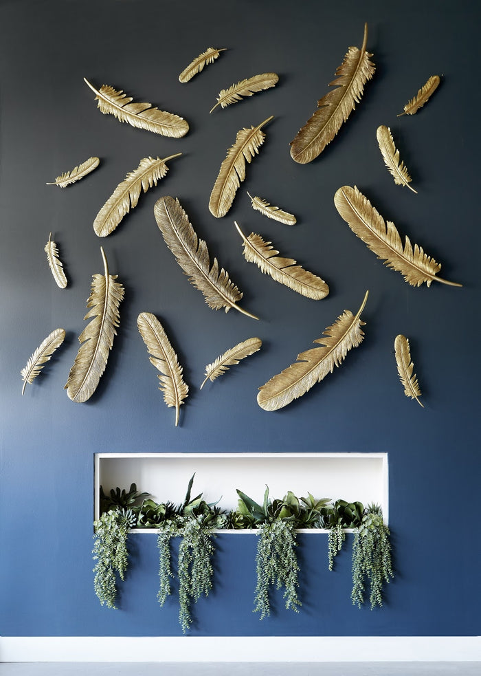 Gold Feather Wall Sculpture (Set of Two)