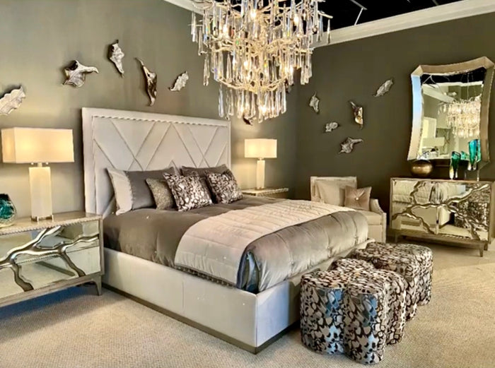 Nadine Large Mosaic Butterfly Ottoman - Luxury Living Collection