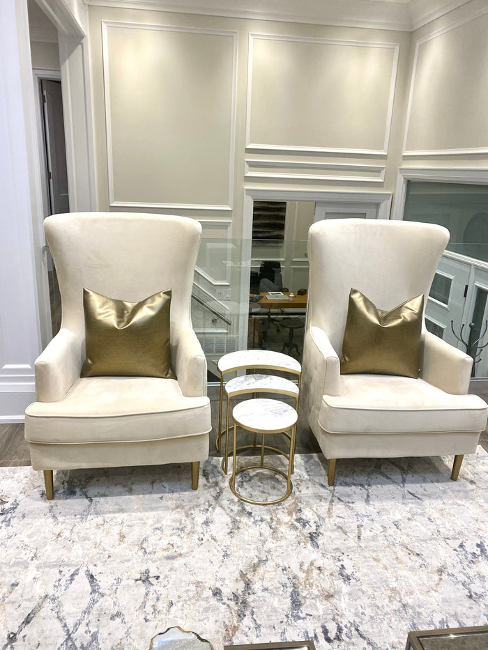 Rolf Cream Tall Tufted Back Chair  - Luxury Living Collection