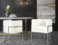 Jules Cream Velvet With Silver Frame Chair - Luxury Living Collection