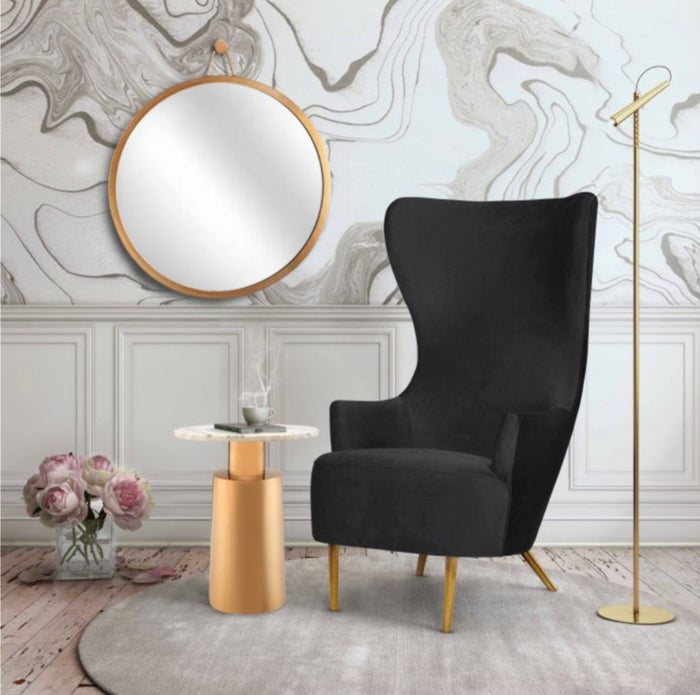Versailles Black Velvet Wingback Chair - Luxury Living Collection