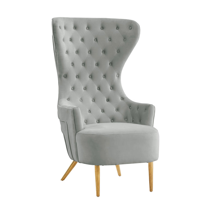 Banu Grey Velvet Wingback Chair - Luxury Living Collection