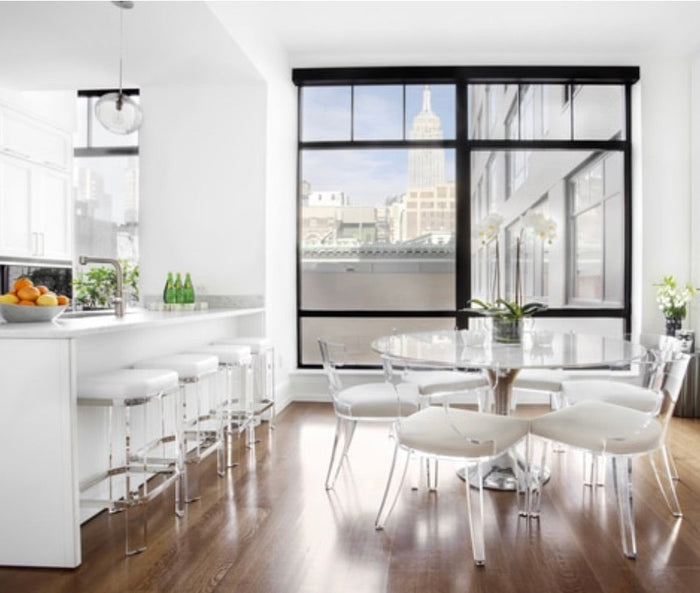 Clay Acrylic & White Linen Chair