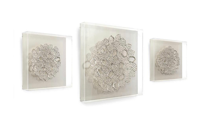 Silver Petals Shadow Boxes (Set of 3)