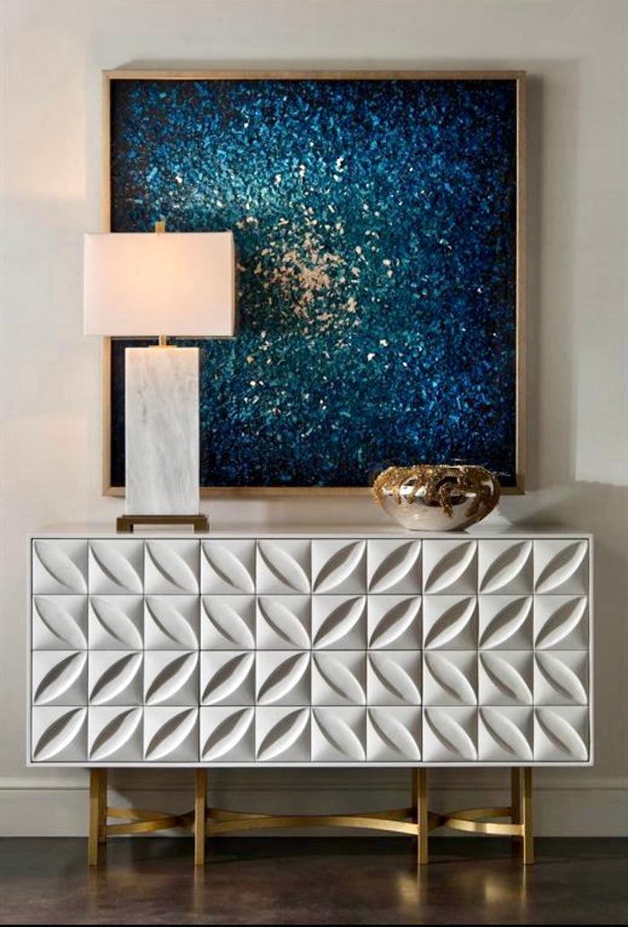 Alicia Hand-Carved Contemporary White Credenza - Luxury Living Collection