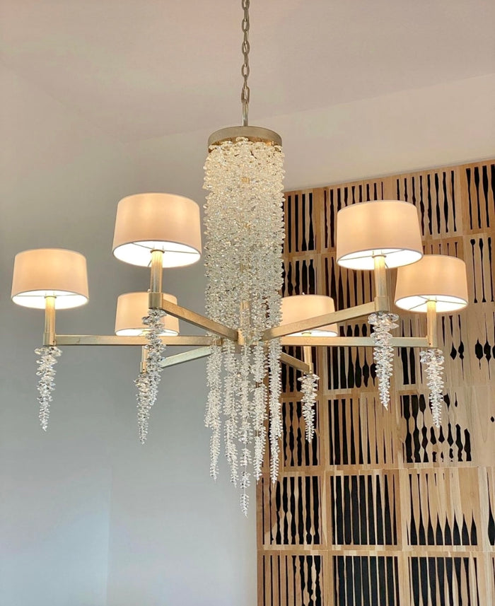 Aries Cascading Crystal Waterfall Six-Light Chandelier - Luxury Living Collection