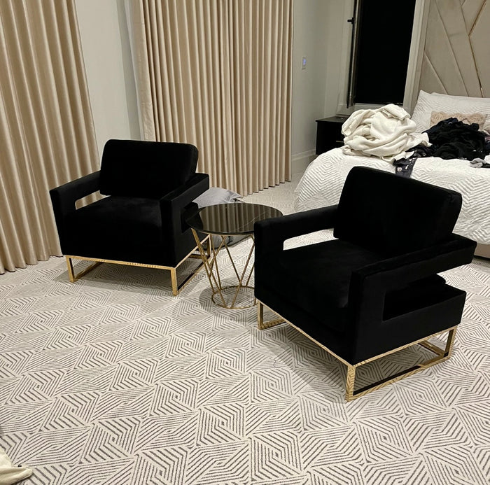 Glimer Black Velvet Chair - Luxury Living Collection