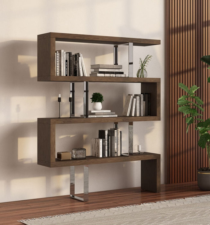 Elexis Modern Walnut Bookcase