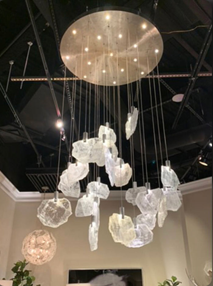 Yve Selenite Pane Forty-One-Light Pendant Chandelier