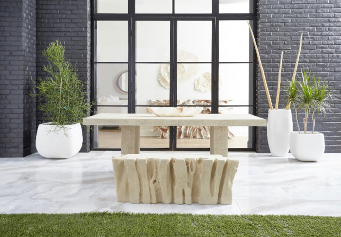 Allani Faux Wood Rectangle Stone Dining Table