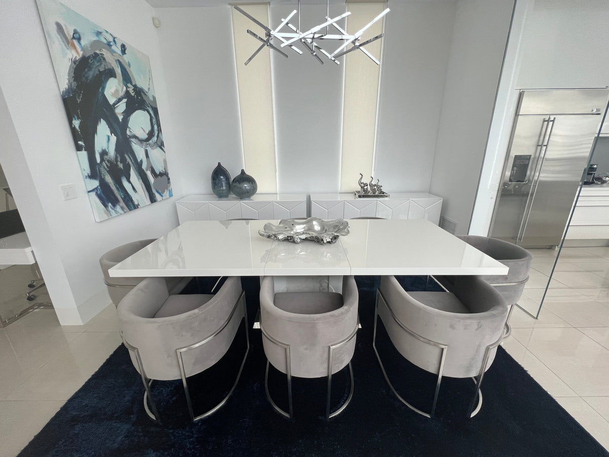 Jules Grey Velvet With Silver Frame Chair - Luxury Living Collection