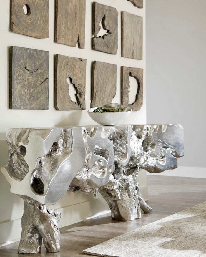 Wyn 96" XL Silver Leaf Console