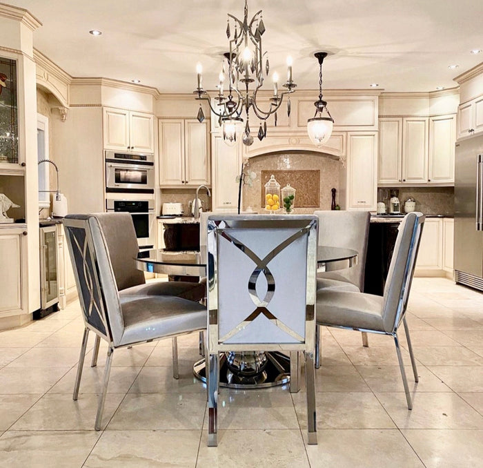 Amabilia Light Grey Velvet Dining Chair